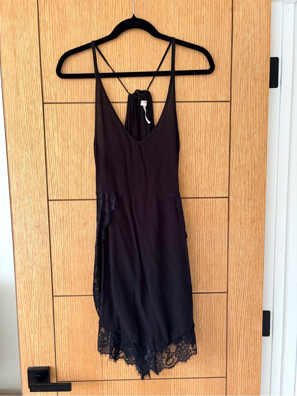 Free People Black Lace Trim Slip Dress
